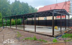 Двускатный навес 9 x 19 из профнастила