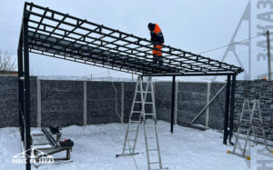 Односкатный навес 6 x 6 из металлочерепицы